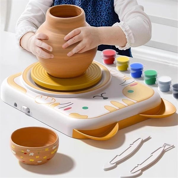 Potterskiva för barn - Lera skulpteringsverktyg och målarset, DIY-kit för nybörjare, 6-pack modellera, hantverkskit