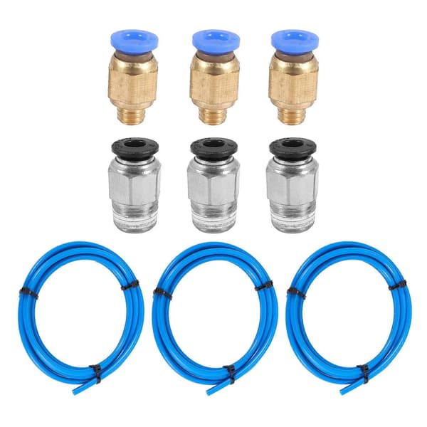 PTFE-rør Ptfe Blå Slange (1,5 Meter) Med 3 Stykker Pc4-M6 Tilbehør Og 3 Stykker Pc4-M10 Hannstikk