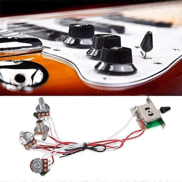Pots för Strat-gitarr, förtrådade, 1 volym, 2 tonkontroller, 5-vägs switch, 3-500K pot