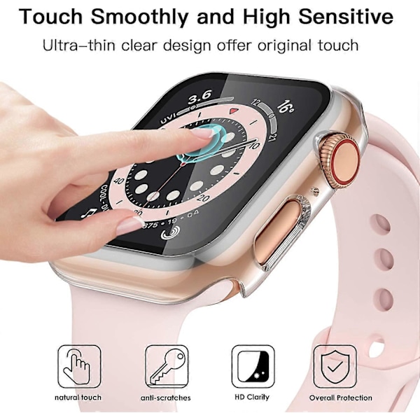 Yhteensopiva Apple Watch -kotelon 38 mm kanssa, Apple Watch -näytönsuoja 38 mm, täysi suojaava kova PC-puskurikotelo iWatch SE -sarjalle 3/2/1 Wom