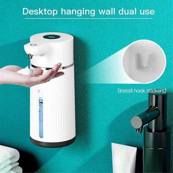 420ML Automatisk Skumsåpedispenser 4 Gir Infrarød Sensor USB Oppladbar Dispenser Veggmontering