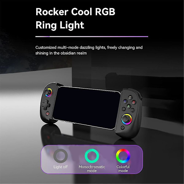 D8 Mobil Stretch med Let Gamepad til Dual Hall Trådløs Bluetooth Pc Tablet Switch Kropsvibrationsgreb, Sort