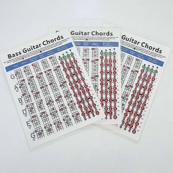 Elektrisk Basgitarr Akkorddiagram 4-strängad Gitarr Akkordfingrering Diagram Övningsdiagram Liten