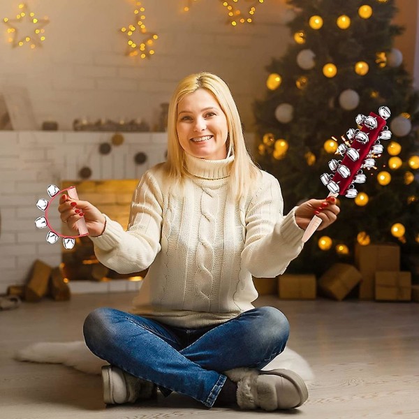 Julehåndklokkeklokker Håndsledeklokker av tre Jingle Shaker Bells Håndklokkeklokker Rattles Mus