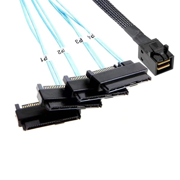 Mini Sas Hd 12g Sff8643 Till 4 Sas 29-stifts Sff8482-kabelkontakter med 15-stifts Sata- power C