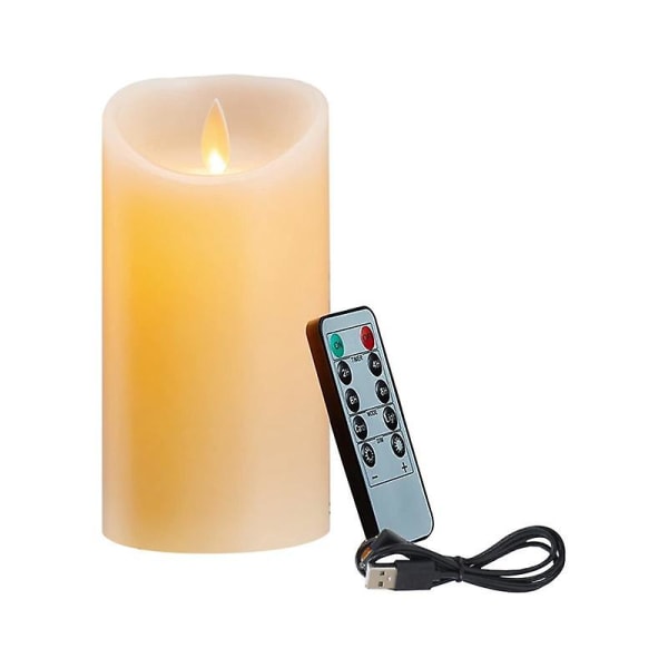 LED Candles, Flickering Flameless Candles, Rechargeable Candle, Real Wax Candles with Remote Control,12.5cm