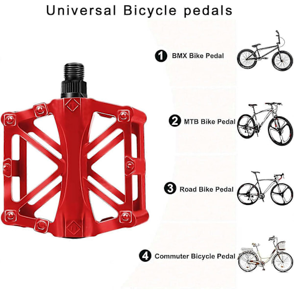 Cykelfodpedaler 9/16\" Anti-Slip Holdbare Til Universal BMX Mountainbike Racercykel Trekking Cykel Rød