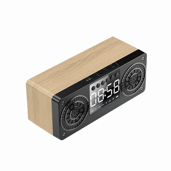 A10 Mini Puu Bluetooth-yhteensopiva Langaton FM-Radio LCD-näyttö Herätyskello Musiikkisoitin