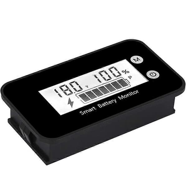 7-100V Smart Batteriovervåger med Beslag, Digital Batterikapacitetstester Batterispændingstemperatur