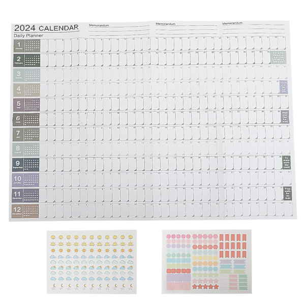 1 Set Yearly Väggkalender 2024 Kreativ Planer Väggkalender Daglig Schema Kalender