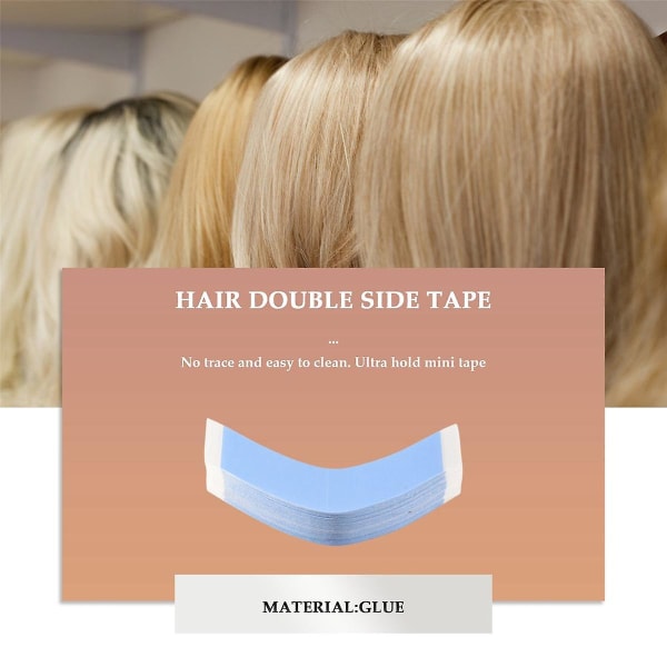 72 kpl/erä Vahvat hiukset peruukkiteippi Kaksinkertainen tarttuva pidennysnauhanauhat Vedenpitävä Toupee/Pitsi etuperuukkikalvolle CC-muoto