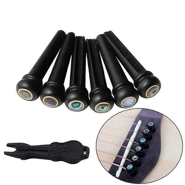 6 stk. Folk Guitar String Posts Indlejret Abalone Punkt String Nails + Nailer