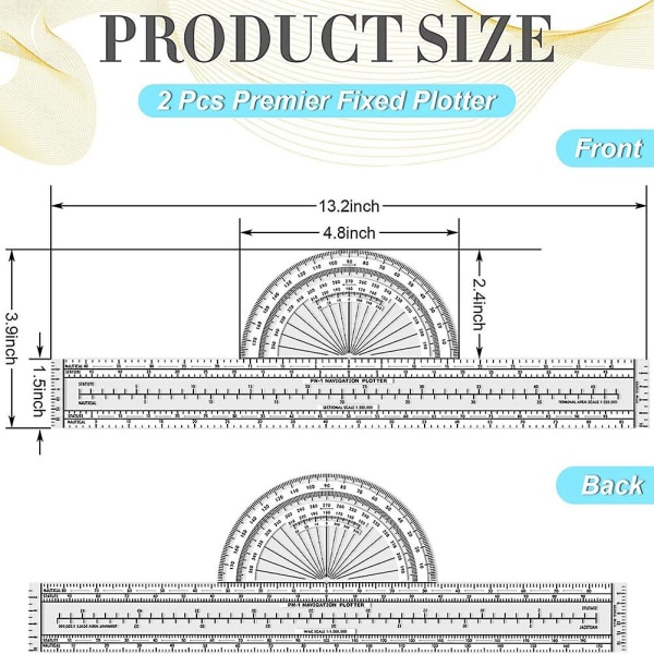 2 stk Plotter Plotteverktøy Luftfart Plotter Kart Luftnavigasjon Plotter Pilot Tilbehør For Pi