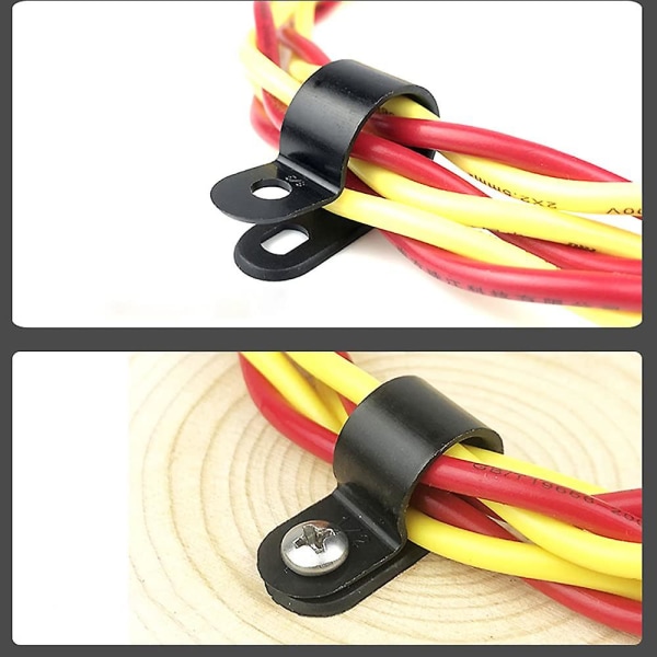 1000 st 1/4 tum svart nylon R-typ kabelklämmor för montering inomhus utomhus rep Light Elektrisk