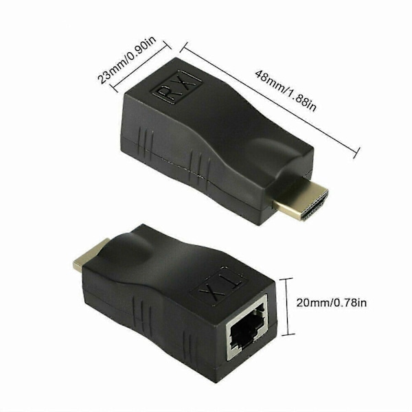 HDMI-forlenger HDMI til RJ45 over Cat 5e/6 nettverk LAN Ethernet-adapter 4K 1080peuyn