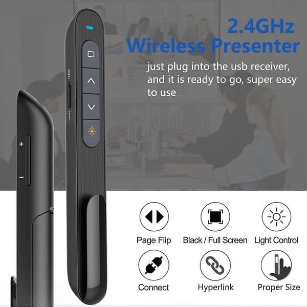 2 i 1 USB/Type C Trådløs Presenter PowerPoint Hyperlink Fjernkontroll Presentasjonsklikker