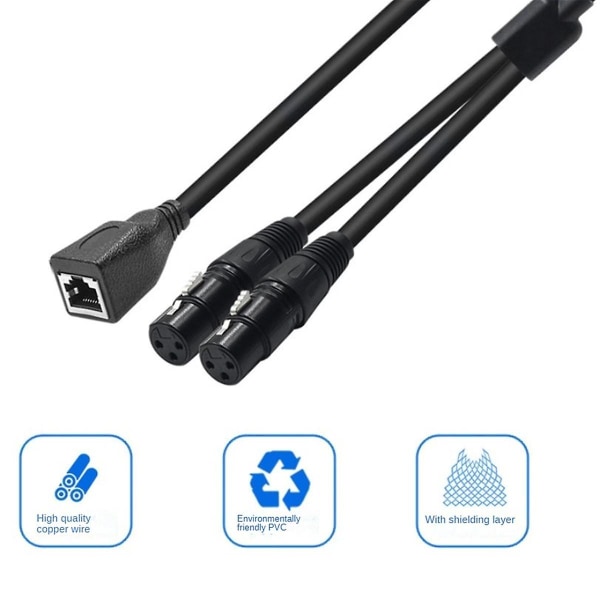 1 stk Dobbel 3-pin XLR Hunn til RJ45 Adapter RJ45 til Dobbel XLR DMX Kabel for DMX-con Controller Serie