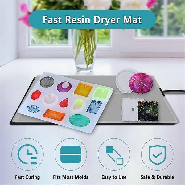 Resin Varmemåtte, Epoxy Resin Hærdemaskine med Timer, Hurtig Hærdning på 2 Timer, med Silikonemåtte, til DIY US Stik