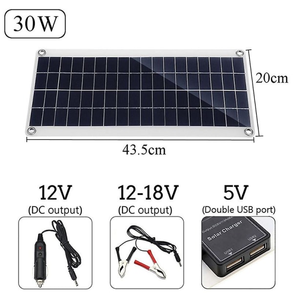 30W Aurinkopaneeli Kannettava Kaksois 12/5V DC USB Nopea Lataus Vedenkestävä Hätävara Virtalähde Ulkoilma Akun Lataus Autolle