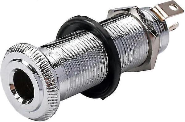 Stereo Mono Jack-kontakt för akustisk elgitarrbas, krompläterad 6,35 mm gänga