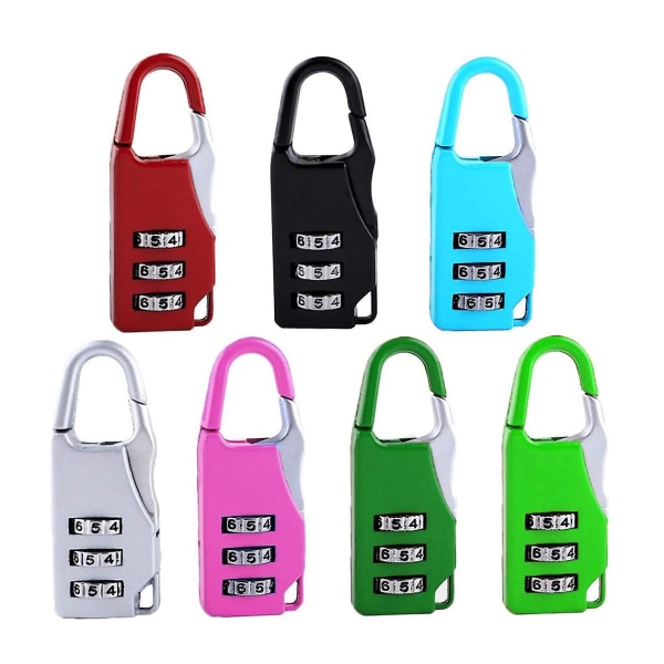 7 stk Mini bagasjehengelåser 3 siffer kombinasjonslås for sovesal Gym skap Skap Skuff Hasp