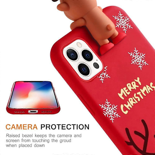 3D Snögubbe Design Silikon Skal för Flickor Kvinnor Slim Stötsäkert Mjukt Sött Fodral för Apple iPhone 13 6.1 tum. Älg