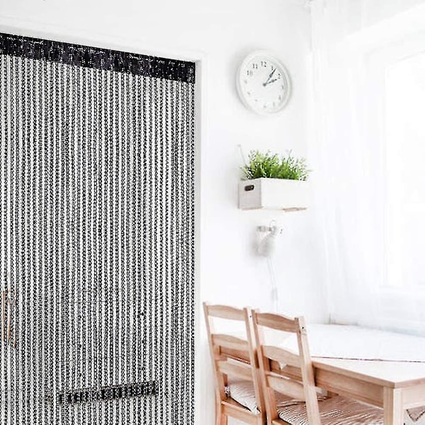 Strengedørgardin Skjerm Strenggardin For Døråpninger Skillevegg Eller Vindusgardinpanel 39\"x78.5\" (svart)