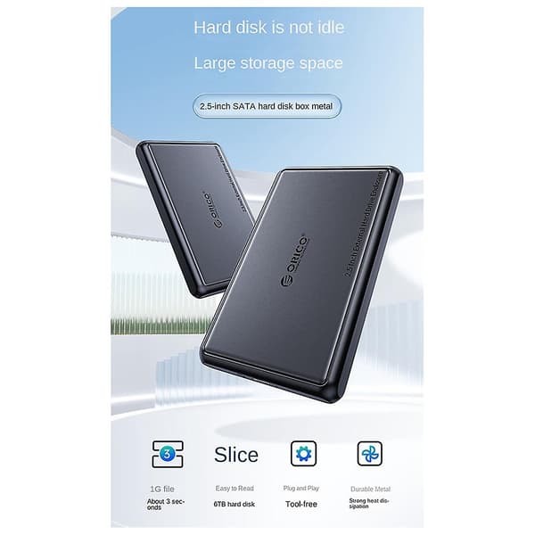 2,5 tommer eksternt HDD-kabinet SATA til Type-C harddisk kabinet til SSD HDD PC bærbar computer