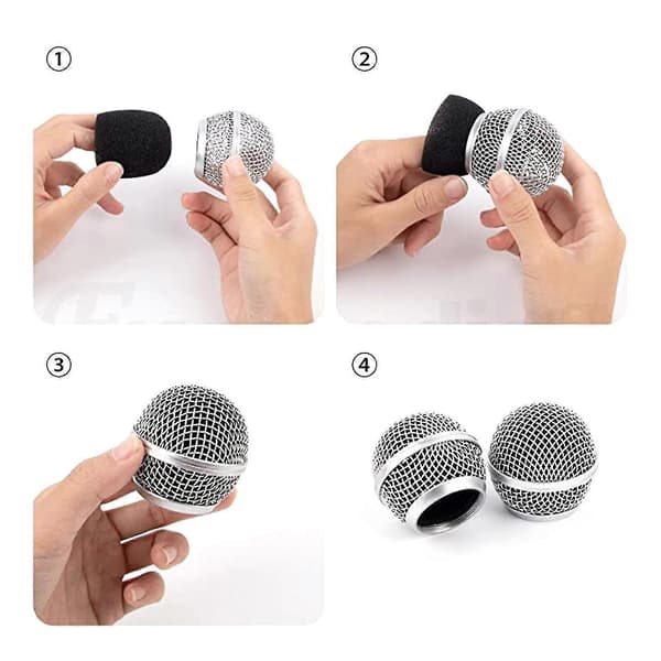 Kulhuvud Mesh Mikrofon Gitter För Shure Pg58 Pg48 Ersättningstillbehör 2st Silver