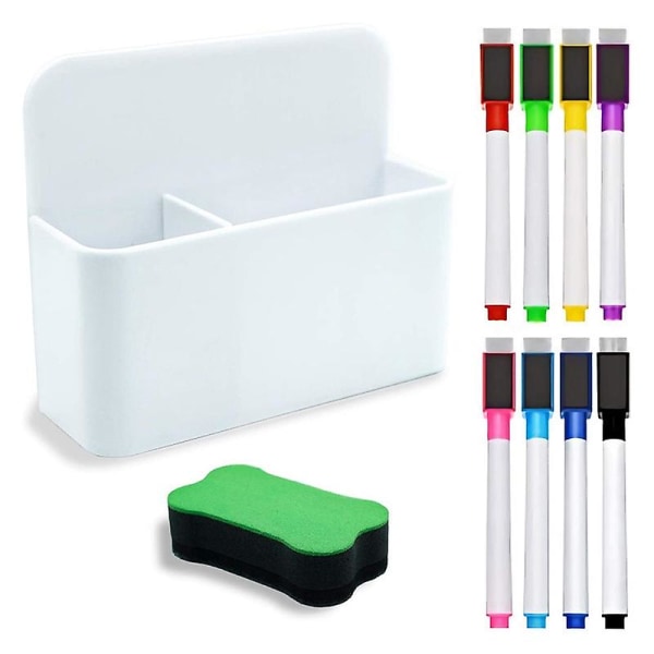Magnetisk tavlemarkørholder, magnetisk markørholder til whiteboard, 8 stk. magnetiske tavlemarkører