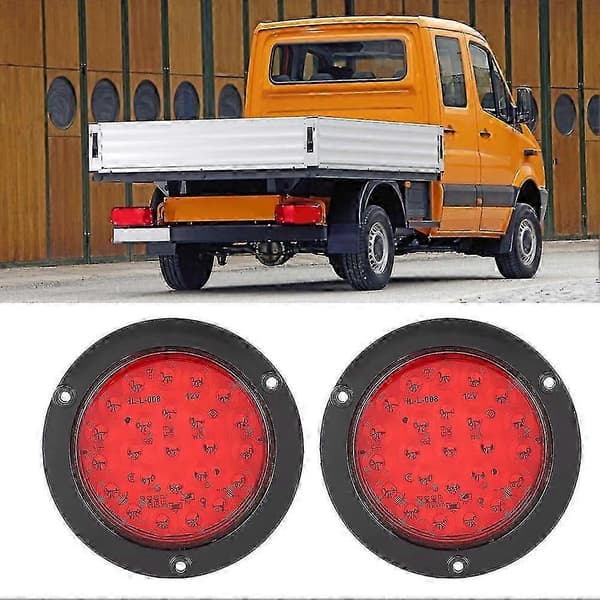 2 stk. 24LED 4in Vanntett Plast Side Marker Rund Lampe Tilhenger Lastebil Baklys