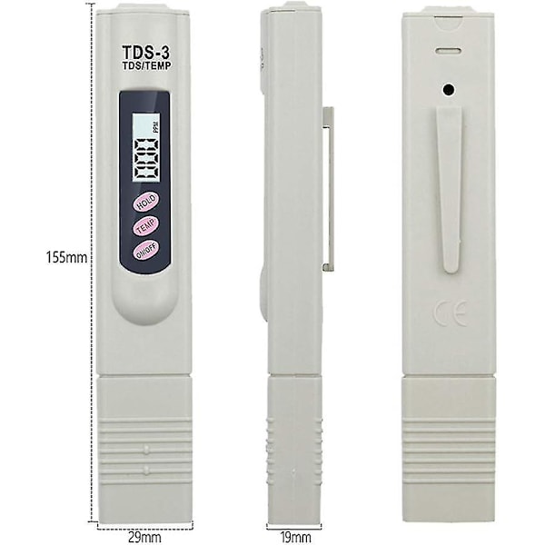LCD-digitaalinen TDS-3-mittari, lämpötila- ja ppm-testikynä veden laadun testaamiseen