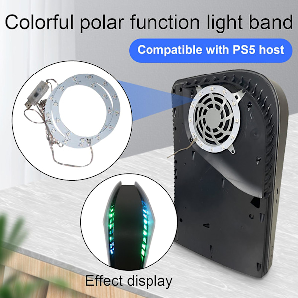 Dekorativ LED-remsa med upphämtningsfunktion, kylfläkt för konsol, USB-fjärrkontroll, RGB-bandlampa för PS5