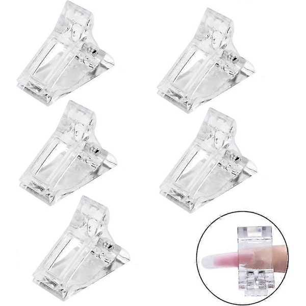 Gjennomsiktig Negltuppklemme, Poly Gel Hurtig Byggende Neglklemmer Fingerforlengelse UV Hurtig Neglbygger Kit Plast Manikyrverktøy For Poly Gel(