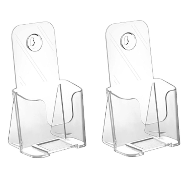 Acrylic Brochure Holder Slant Back Design, Clear Display Stand, Plastic Table Stand Sign Holder 2 P