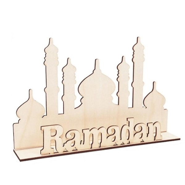 Ramadan Wooden Ornaments Eid Mubarak Table Decoration Muslim Ramadan Festival Decoration E