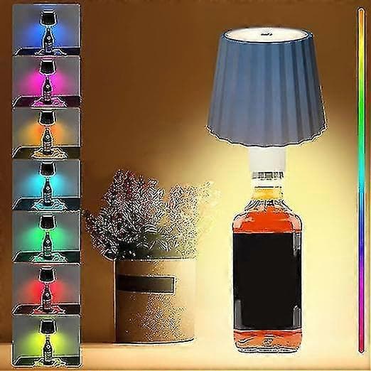 LED-pöytävalaisin akulla - Ladattava, himmennettävä, langaton pullolamppu RGB-väreillä