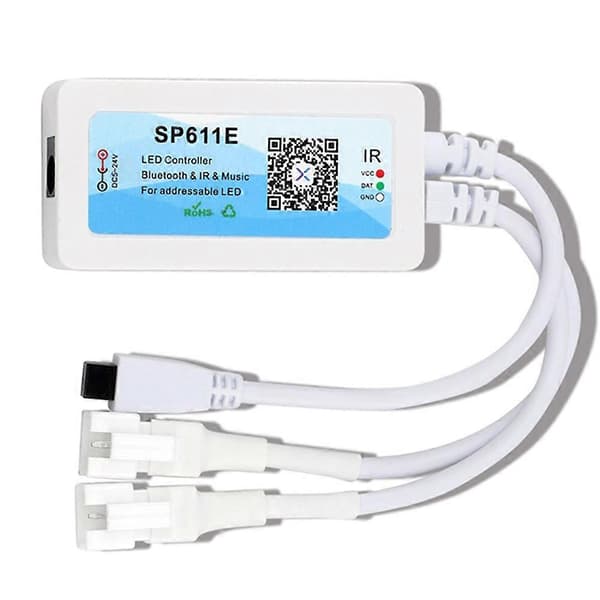 SP611E WS2812B WS2811 Bluetooth Musikk LED Strip Controller IR38 Taster Fjernkontroll APP for Adressebar LED