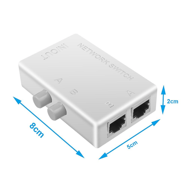 Mini 2 Ports RJ45 RJ-45 Netværksswitch Ethernet Netværksboks Switcher Dobbelt 2 Vejs Port Manuel Deling