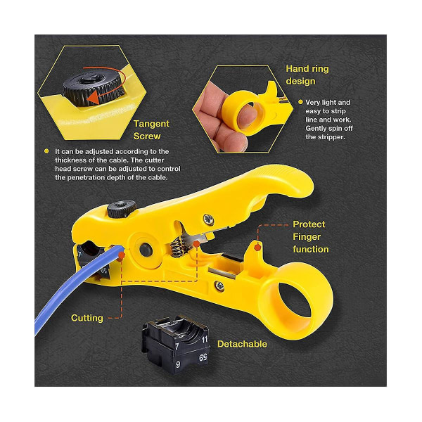 Coax komprimeringsverktøysett Coax Crimper og Rg6 Crimping Tool med 20 STK F kompresjonskontakter