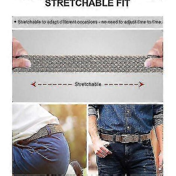 Vävt elastiskt bälte för män och kvinnor - Flätat stretchbälte flerfärgat