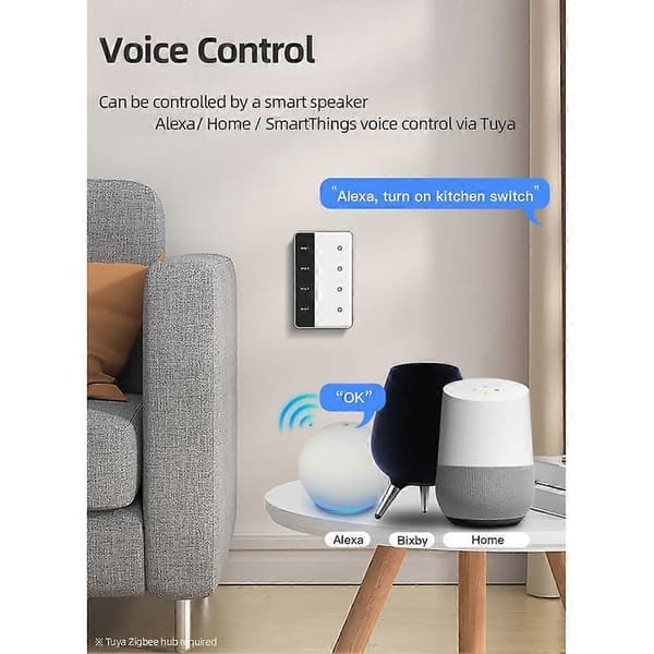 TUYA Zigbee DIY Namn Switch 1 Grupp Smart Touchscreen-brytare