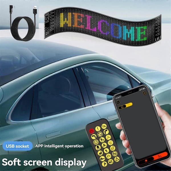 LED-logotyp för bil, APP LED-matrispixelpanel, nattlampa, DIY-programmerbar flexibel LED-display för bil och lastbil