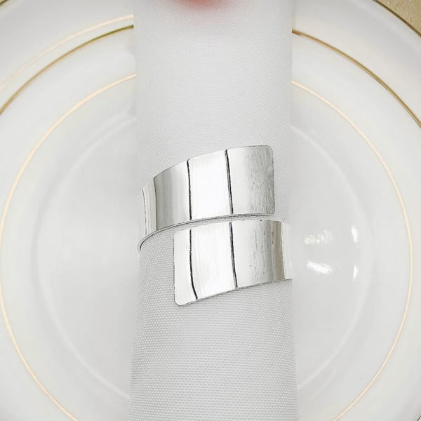 12 st Servettring, cirkel servetthållare för bröllop Julfest Middagsbordsdekor Silver