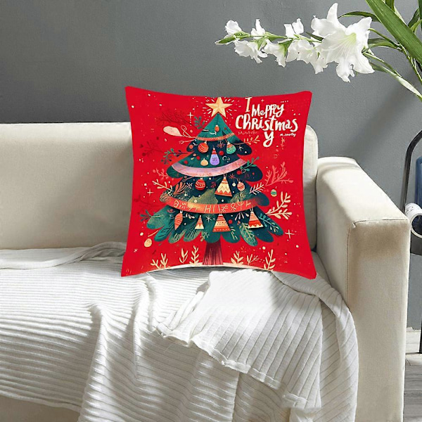 Koselig dobbeltsidig juletrær putetrekk, 45.72x45.72 cm - Myk plysjstoff, perfekt for sofa og soveromsinnredning
