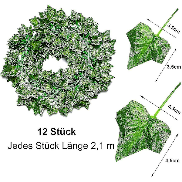 12 stycken konstgjord murgröna, konstgjord hängande murgröna med 100 LED-lampor
