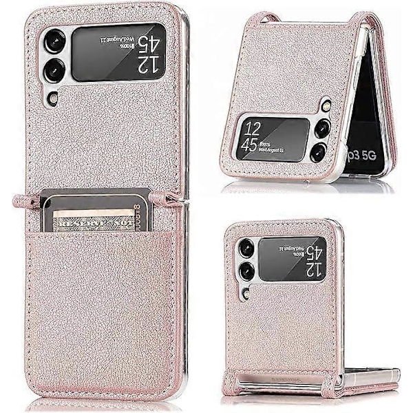 SBSG Galaxy Z Flip 3 5G -kotelo, Samsung Z Flip 3 ylellinen PU-nahkalompakko suojakotelo korttipaikoilla ja taskulla Samsung Galaxy Z Fl -puhelimelle