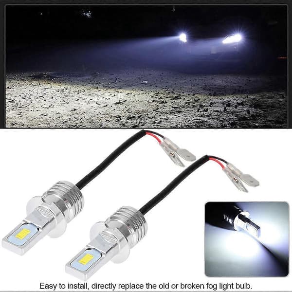 2 stk H3 80W 8000K 12-24V Universal Tilbehør Hvit LED Tåkelys Pære med Dekoding