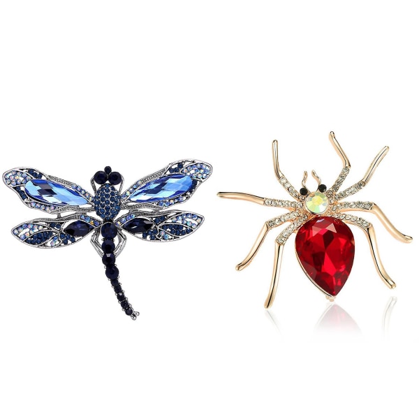 Mode Legering Spider Crystal Brosch Med Mode Vintage Dragonfly Broscher För Kvinnor Stor Insekt