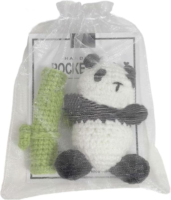 Hæklet Panda Udstoppede Dyr, Søde Panda Plysdyr - Håndlavet Bedårende Panda